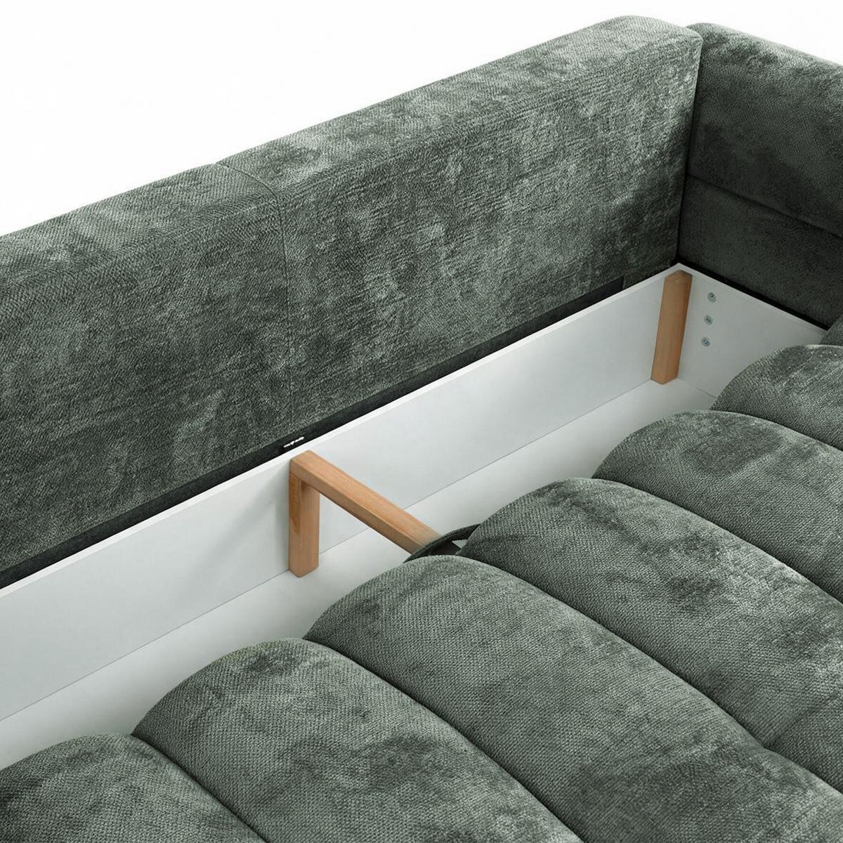 SCHLAFSOFA Mavi 3-Sitzer mit Schlaffunktion, Bettsofa Schlafcouch 195x145 cm, Grün - Grün, Textil (255/100/110cm) - Beautysofa