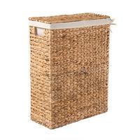 WÄSCHEKORB mit Deckel aus Wasserhyazinthe 45/60/21 cm - Beige, Naturmaterialien (45/60/47cm) - Calicosy