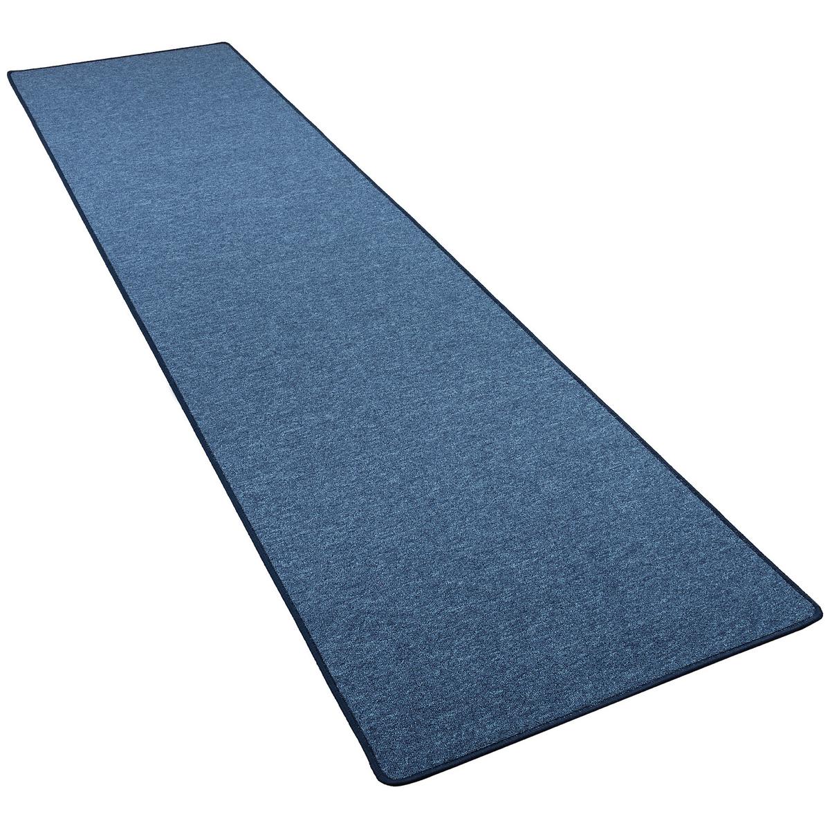 FEINSCHLINGEN VELOUR LÄUFER TEPPICH STRONG - Dunkelblau, Textil (100/300cm) - Snapstyle