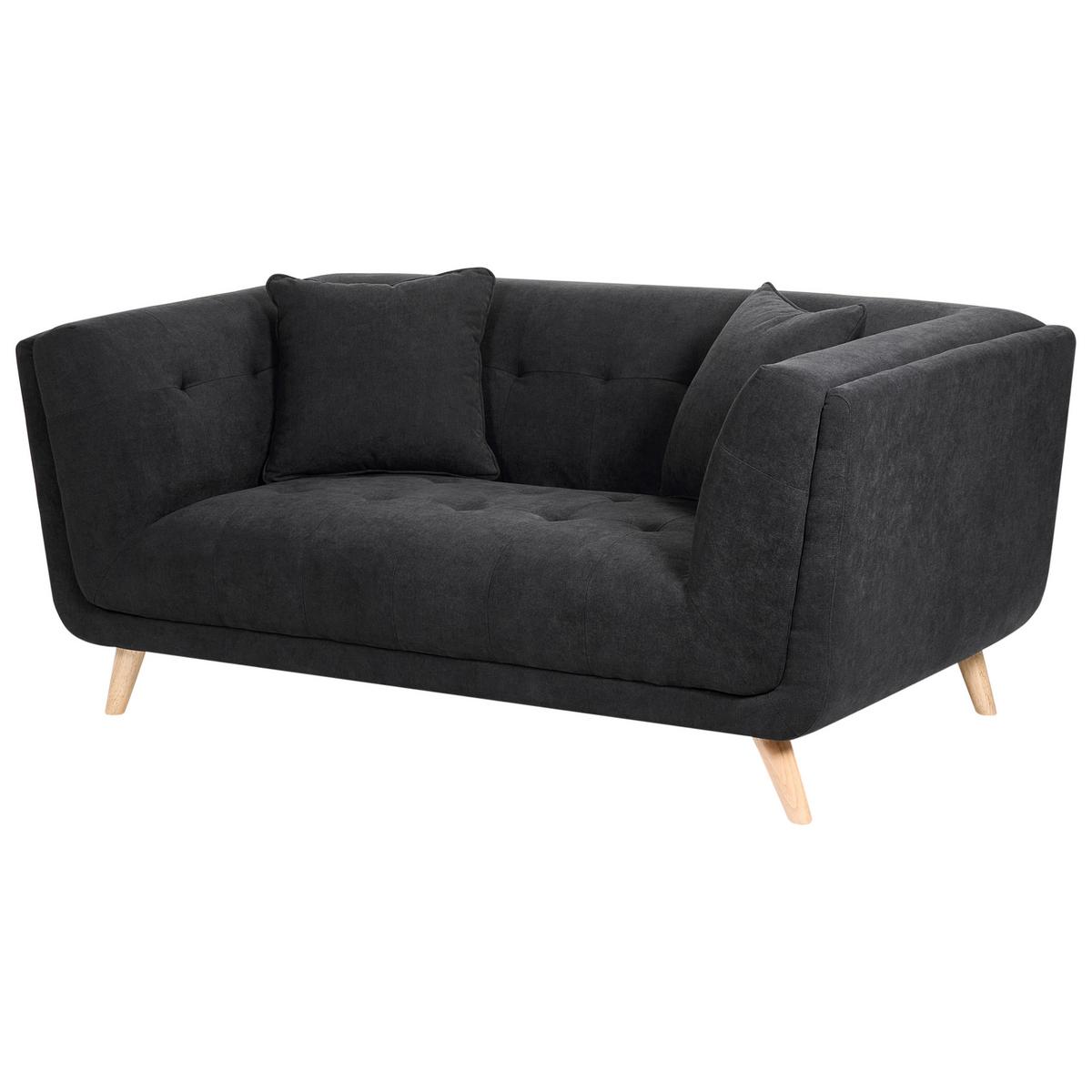 2-SITZER-SOFA Stoff Schwarz Habo - Hellbraun, Textil (176/78/72cm) - Beliani