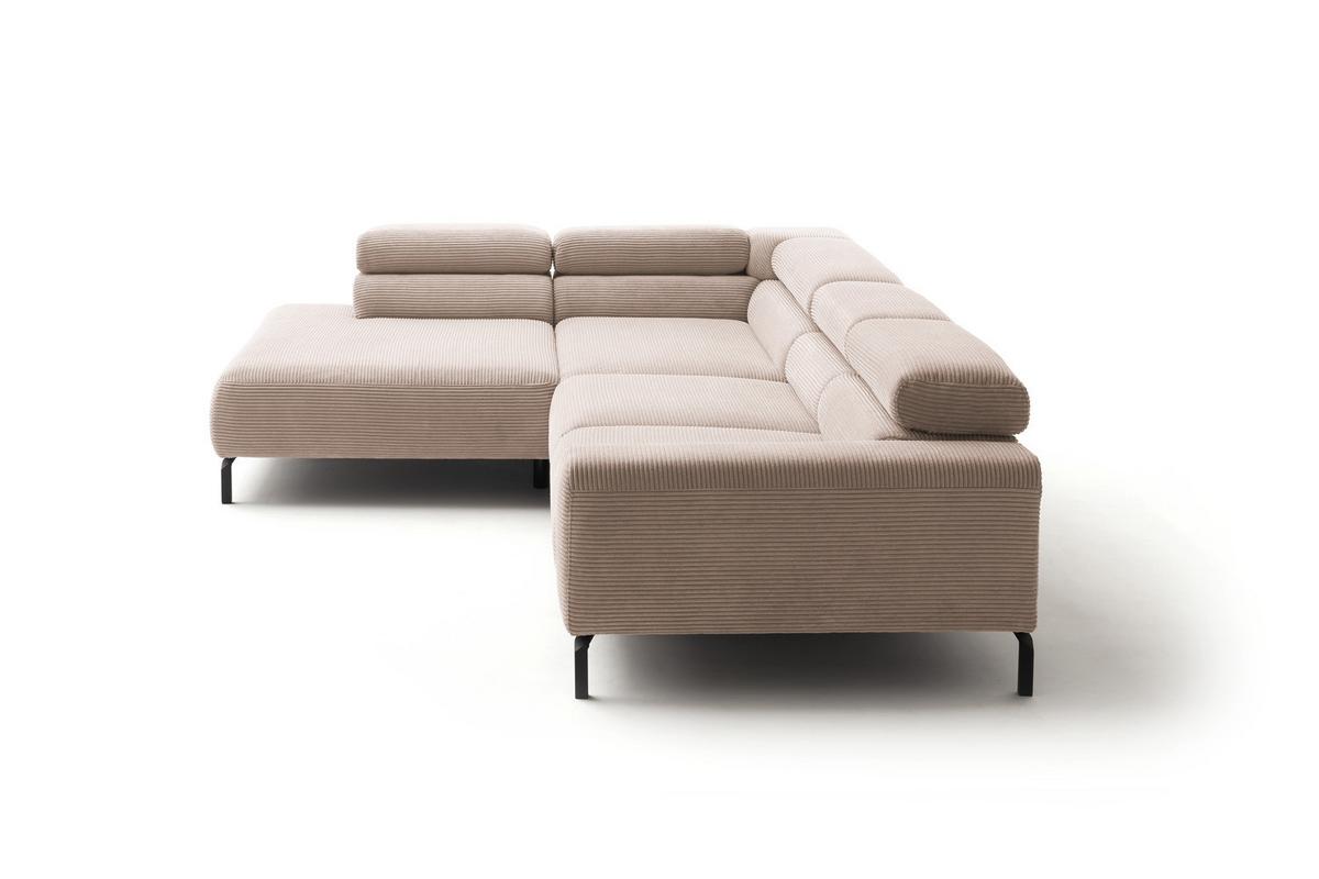 ECKSOFA DELIA Taupe Cord Relaxfunktion - Taupe/Schwarz, Textil/Metall (276/219cm) - KAWOLA