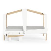 HAUSBETT 90x200 cm mit Schublade Weiß und Eichedekor - CABANE - Weiß, Holzwerkstoff (200/90cm) - Calicosy