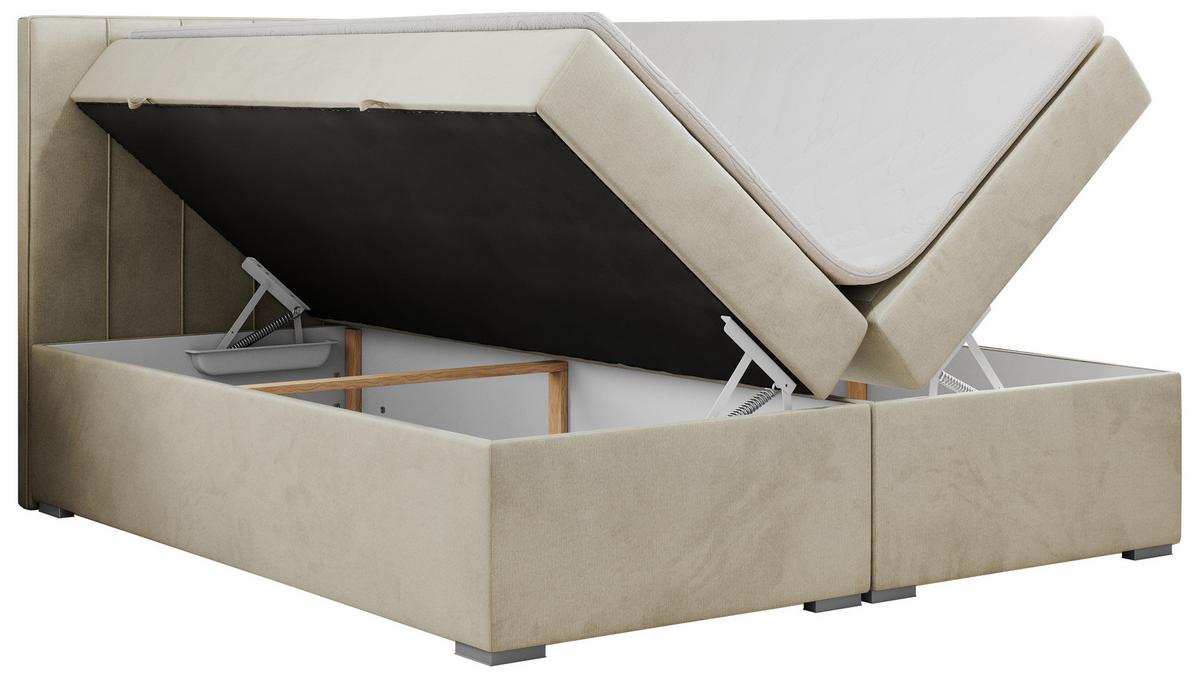 BOXBETT ALLY 120/200 Beige Velvet - H4 - Beige, Holz/Textil (120/200cm) - MKS
