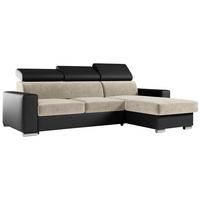 ECKSOFA FOX-L Beige/Schwarz - Beige/Silberfarben, Kunststoff/Textil (242/168cm) - MKS