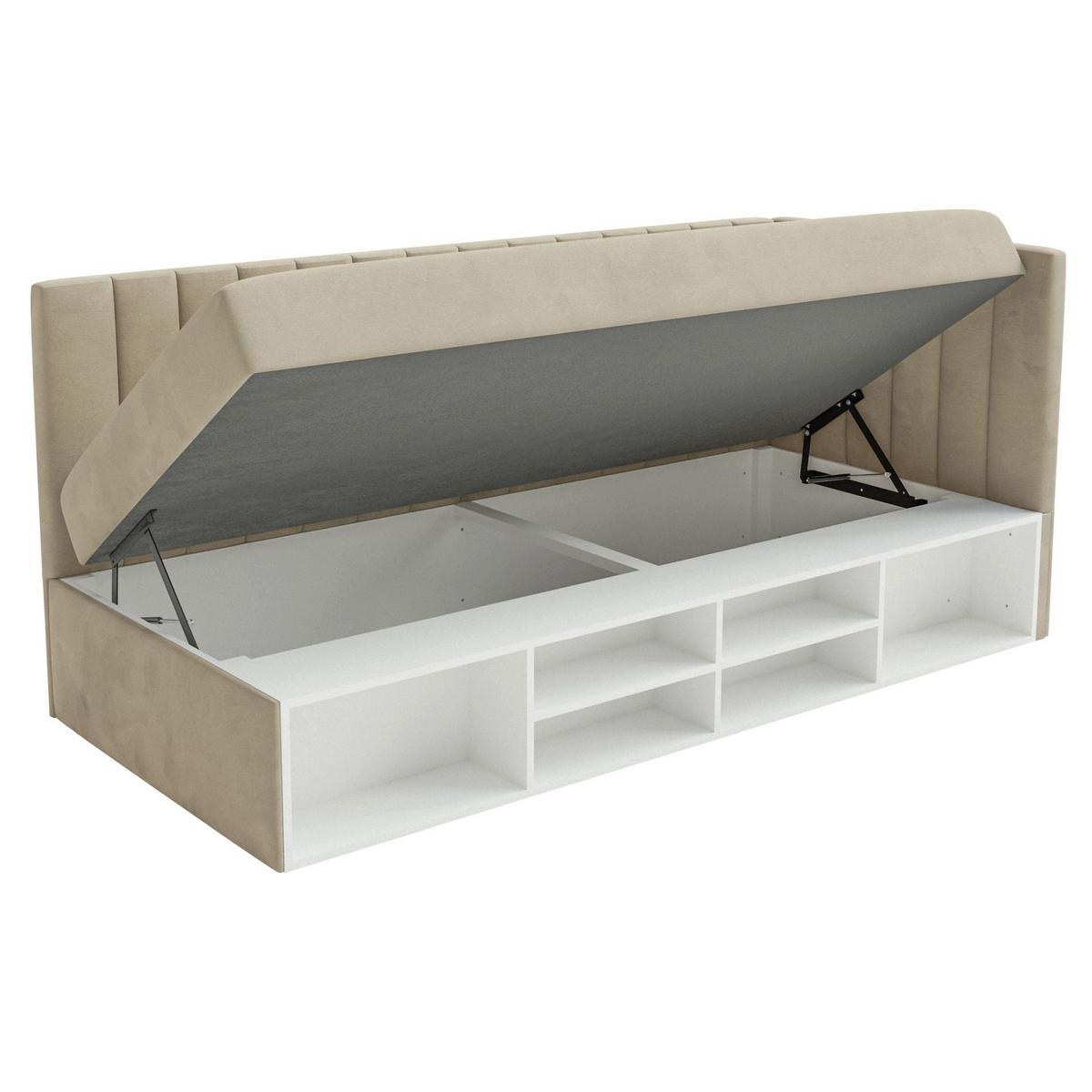 JUGENDBETT Ventrio Graubeige Easy-Clean-Samtbezug 90x200 cm - Taupe, Holz/Textil (90/200cm) - Selsey