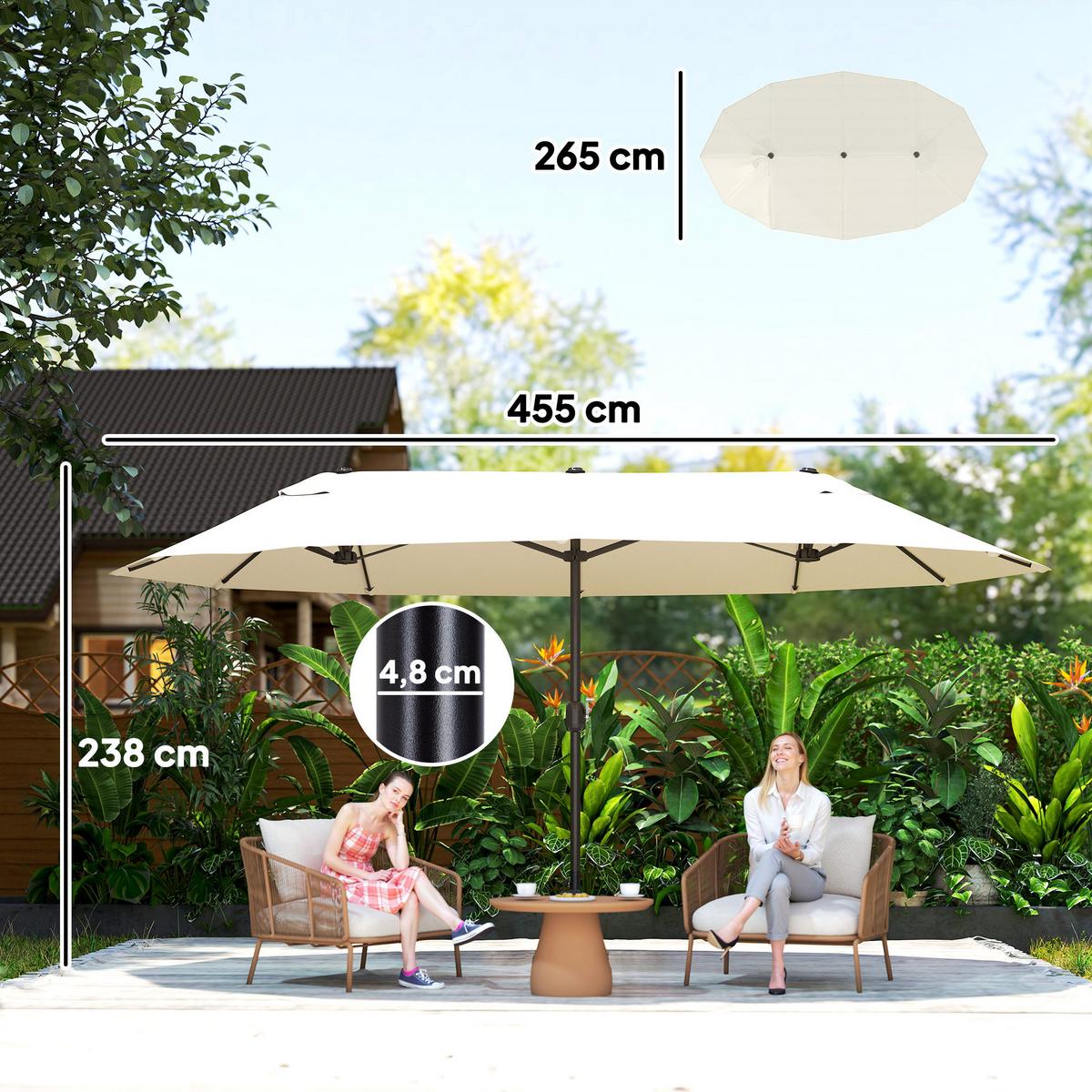 SONNENSCHIRM, Gartenschirm, Marktschirm, Doppelsonnenschirm, Beige, Oval - Beige, Metall (270/455cm) - Outsunny