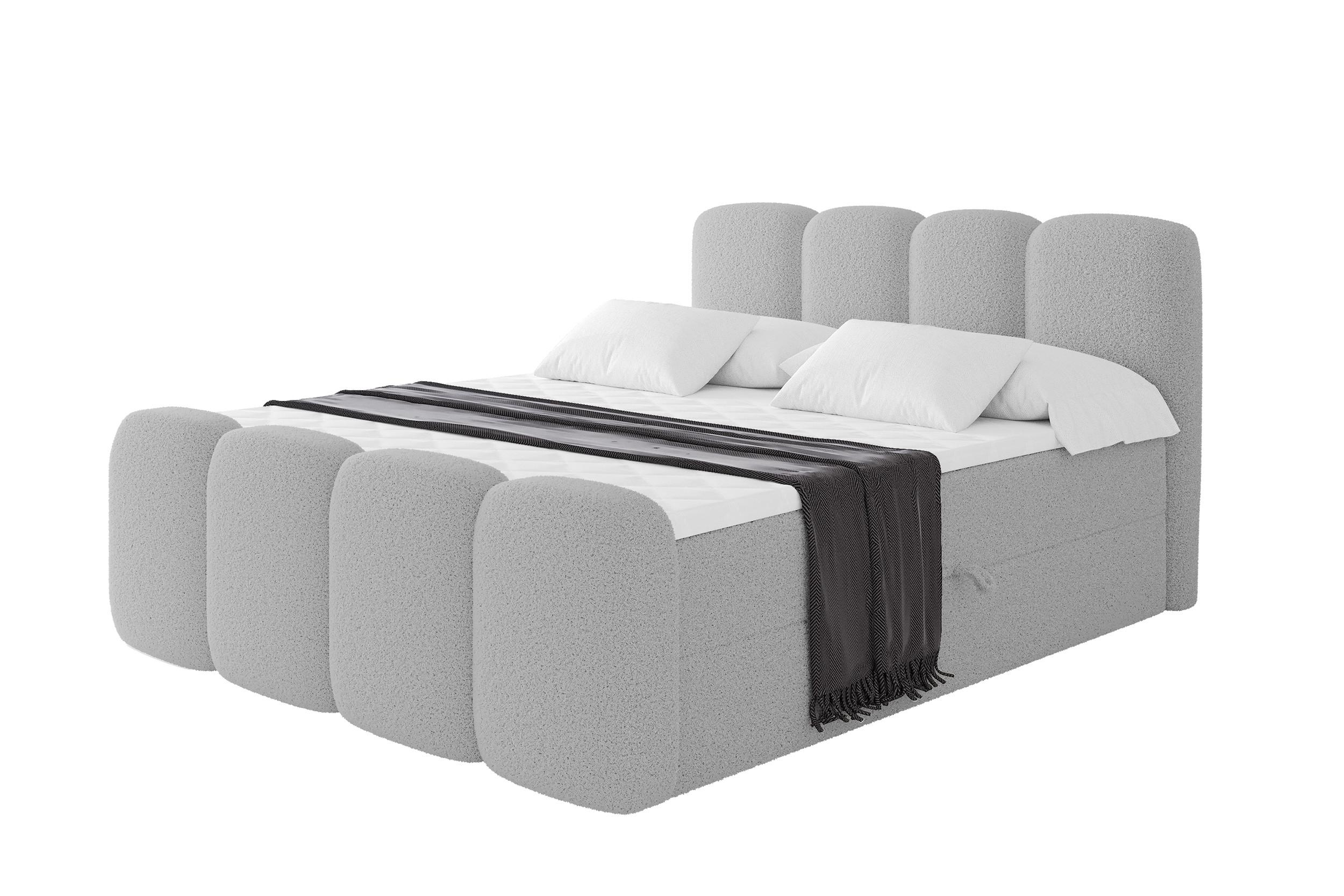 BOXBETT mit Matratze H4 - NINA-Z - 200x200 cm Hellgrau - Hellgrau, Holzwerkstoff (200/200cm) - ALTDECOR