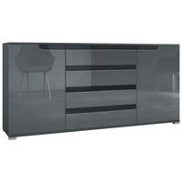 SIDEBOARD Sylt Grau Hochglanz / Schwarz Hochglanz - Grau, Holzwerkstoff (166.5/75.5/35cm) - Vladon