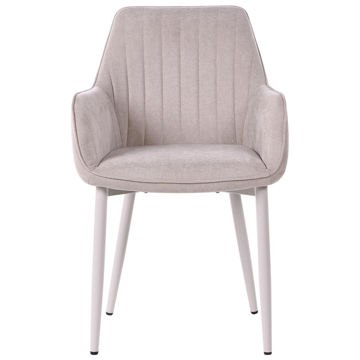 ESSZIMMERSTUHL 2er Set Stoff Beige Wellston - Beige, Textil/Metall (60/84/61cm) - Beliani