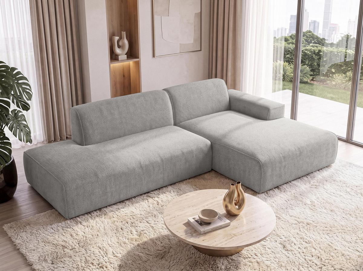 ECKSOFA L Form Didim Duo Hellgrau 288/162/80 cm – stilvolle kleine Eckcouch Rechts - Hellgrau/Schwarz, Kunststoff/Textil (162/288cm) - AX Living