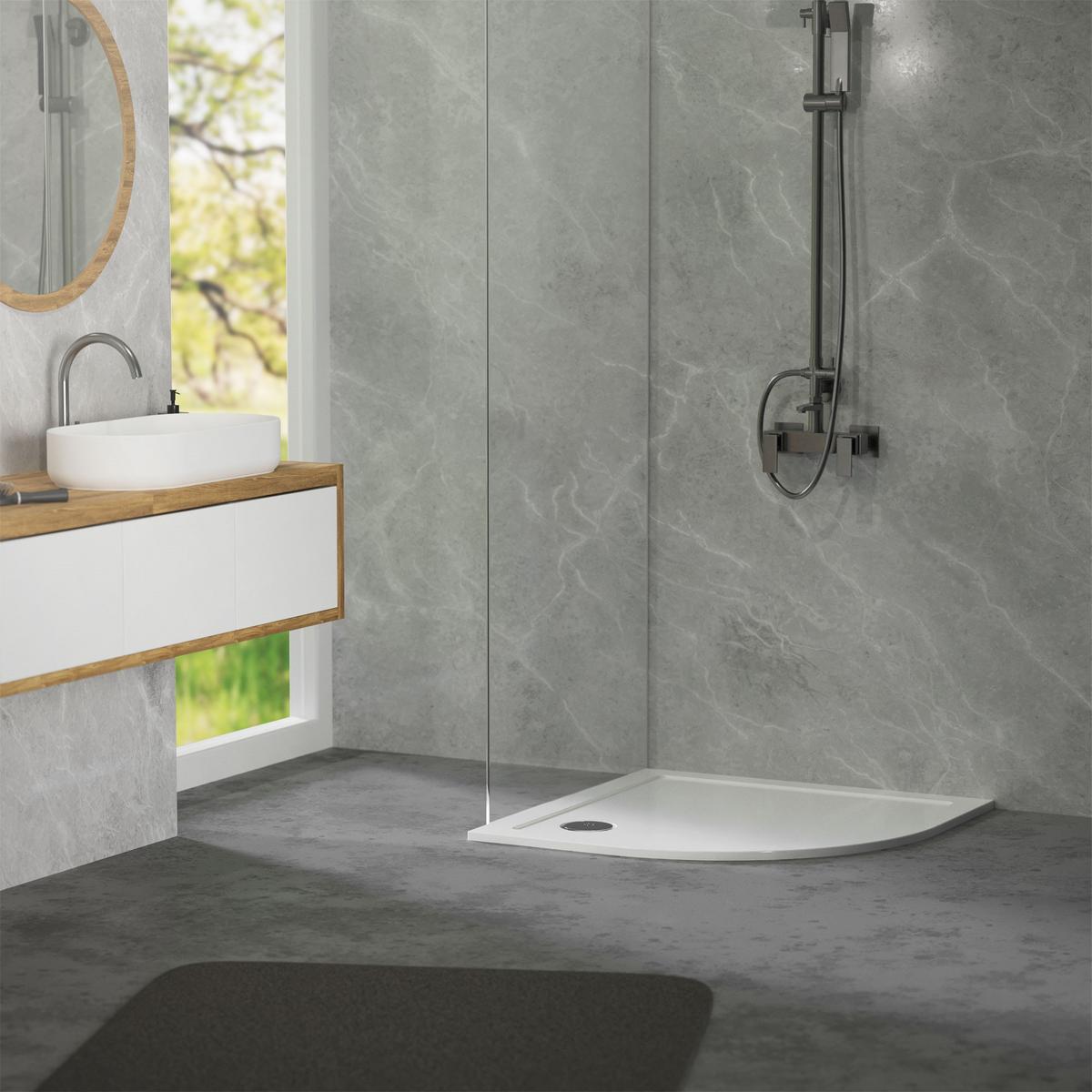 DUSCHWANNE 90x90 cm rund Weiß Duschtasse mit Ablaufgarnitur - Weiß, Kunststoff (90/4/90cm) - LuxeBath