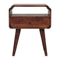 NACHTKASTEN Newton Kastanie, 1 Schublade und Offenes Regal, Dunkelbraun - Dunkelbraun/Messingfarben, Holz/Metall (45/55/35cm) - Artisan Furniture