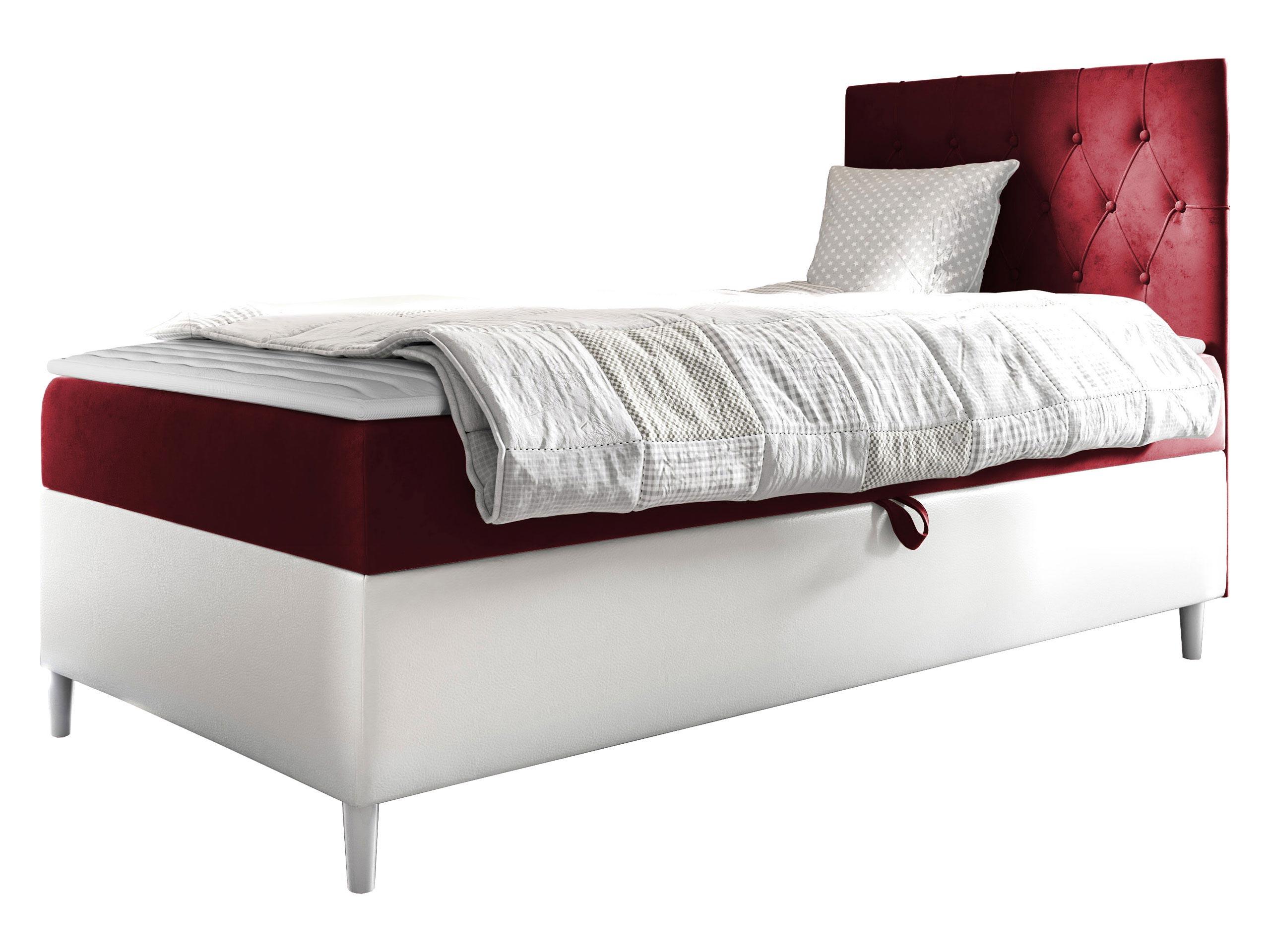 BOXBETT Filip Junior 1, Seite zum Öffnen des Bettkastens: Rechts - H3 - Rot/Weiß, Holz (90/200cm) - MIRJAN24
