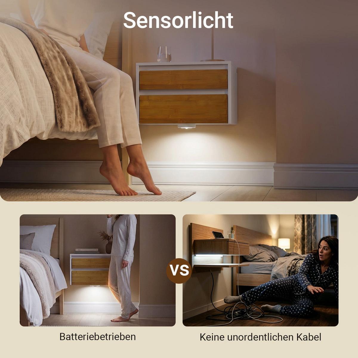 SCHWEBENDER-NACHTTISCH mit 2 Schubladen, Wandregal 40x29,8x25,6cm - Weiß/Naturfarben, Holzwerkstoff (40/26/30cm) - SoBuy