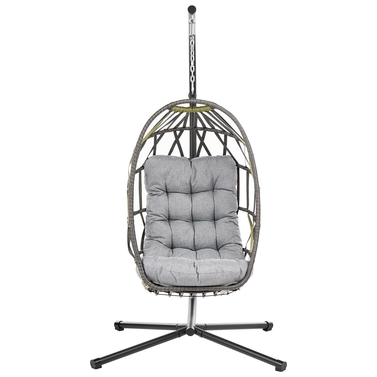 HÄNGESESSEL mit Gestell Metall Grau Godrano - Dunkelgrau/Schwarz, Textil (102/195/104cm) - Beliani