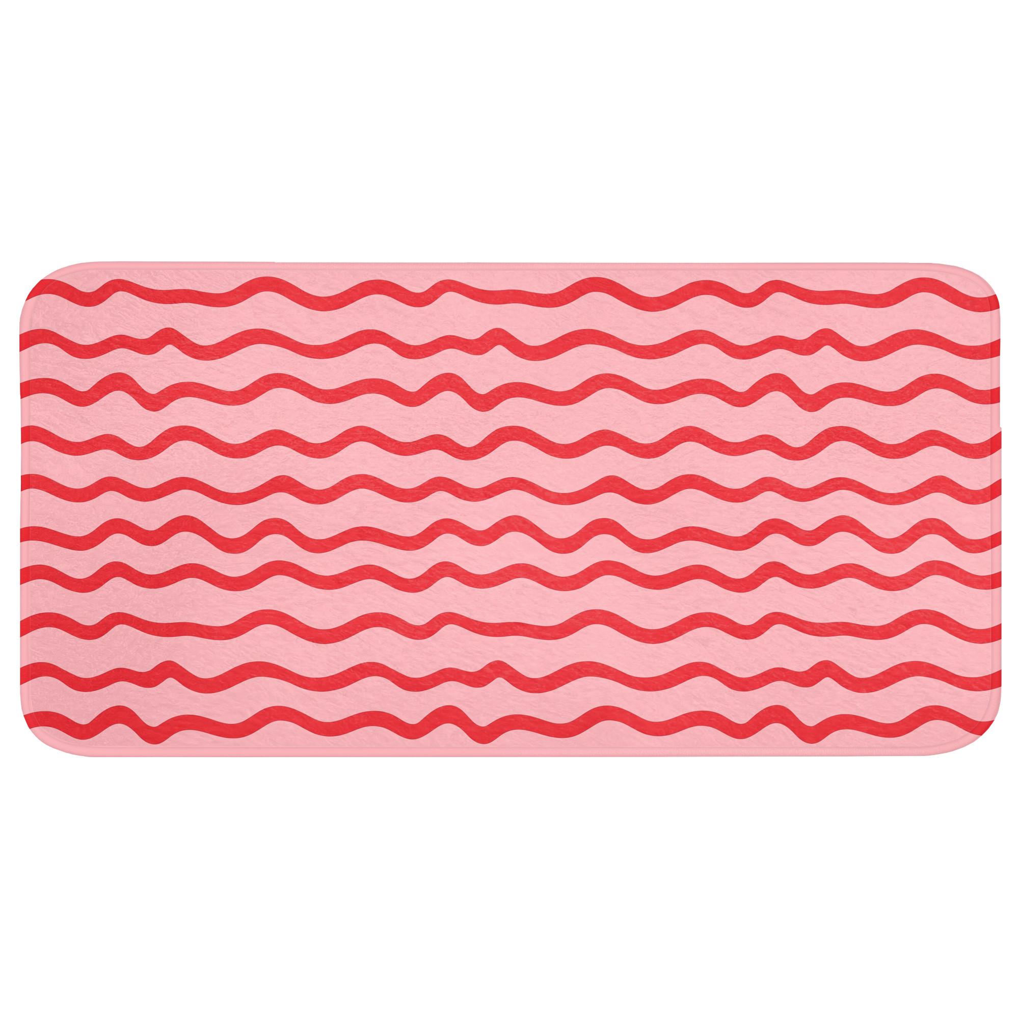 BADEMATTE Verspielt - Muster - Rot Badezimmerteppich 120x60 cm - Rosa, Textil (120/60cm) - OnlyWow