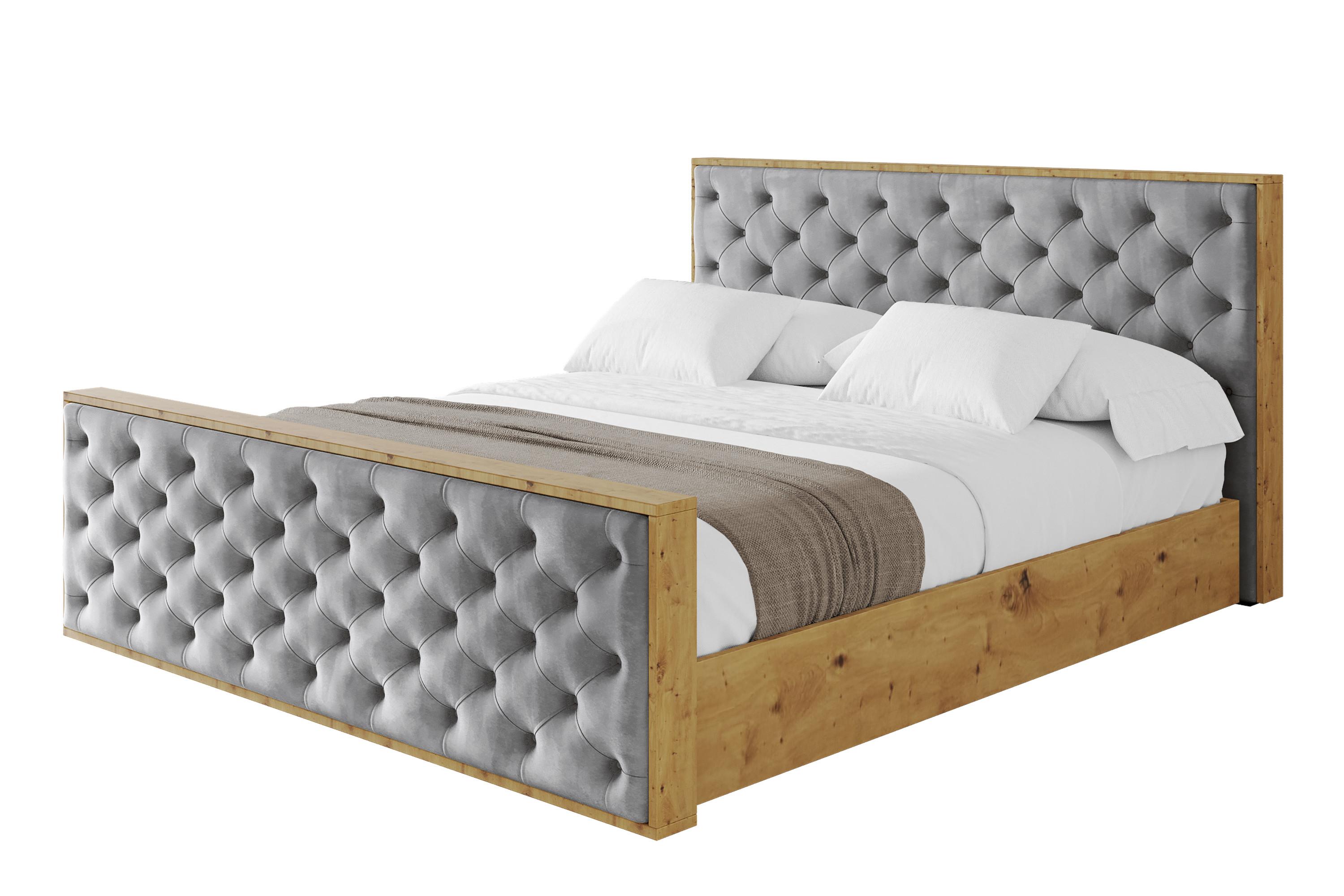 POLSTERBETT mit Bettkasten, Fußteil und Lattenrost, Boxbett mit Matratze H3/H4 - ENZO3-Z 180x200 Grau - Grau, Holzwerkstoff/Textil (180/200cm) - ALTDECOR