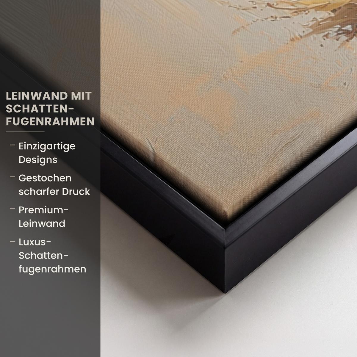 LEINWAND Bilder mit Rahmen - Osterhase - Pastell - Eier - 100x70 - Beige, Textil (100/70cm) - MuchoWow