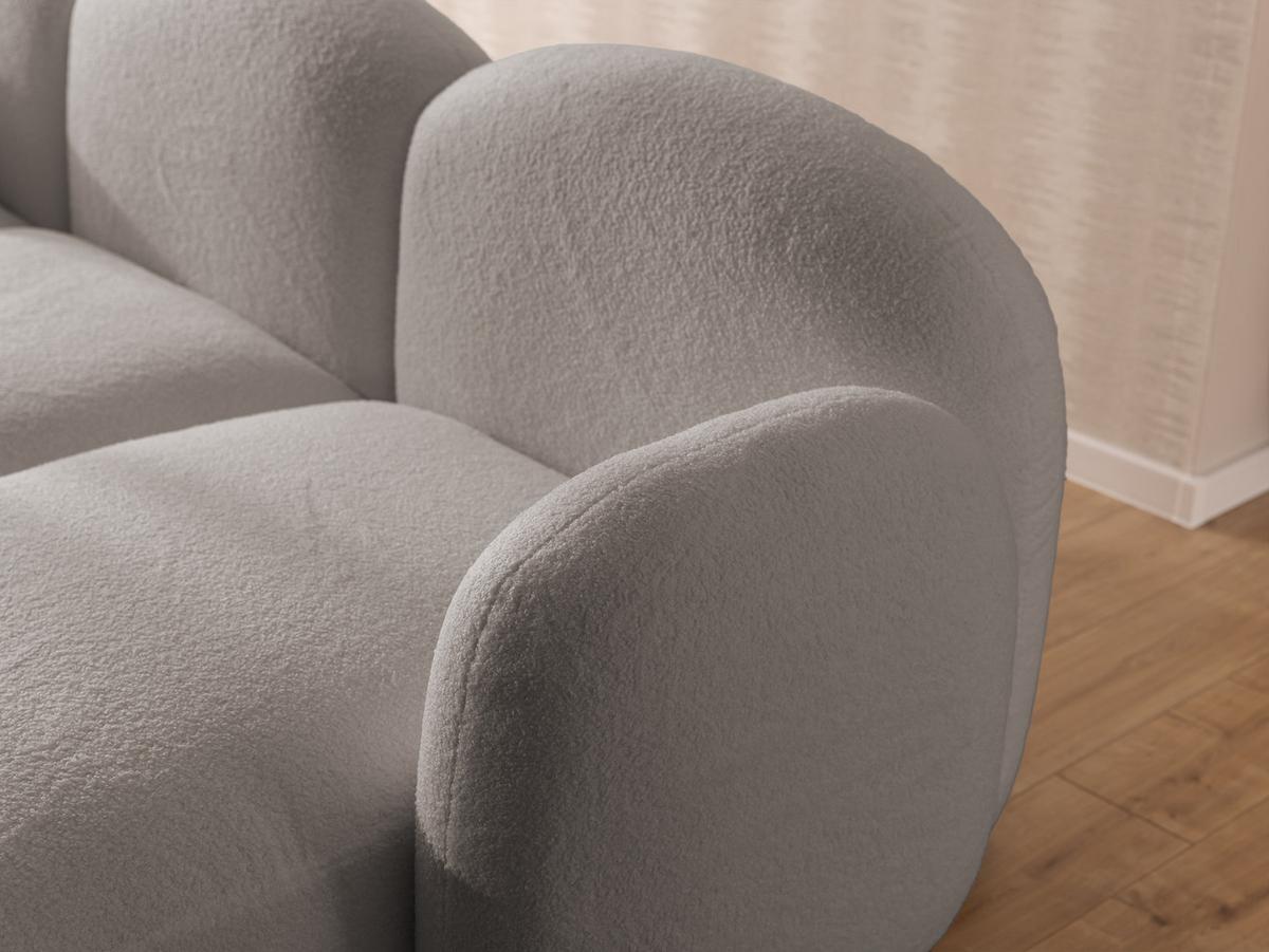 WOHNLANDSCHAFT Nuvola mit abgerundetem Design Hellgrau Bouclé-Stoff - Hellgrau/Schwarz, Holz/Kunststoff (268/80/146cm) - S-Style