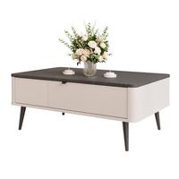 COUCHTISCH NAVANI auf schwarzen Beinen – Kaschmir / Stein - Kaschmir, Holzwerkstoff (60/100/42cm) - Idohome