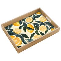 TABLETT Zitronen - Früchte - Blätter - Gelb - Grün - Beige 40x30 cm - Gelb, Holz (40/5/5cm) - OnlyWow