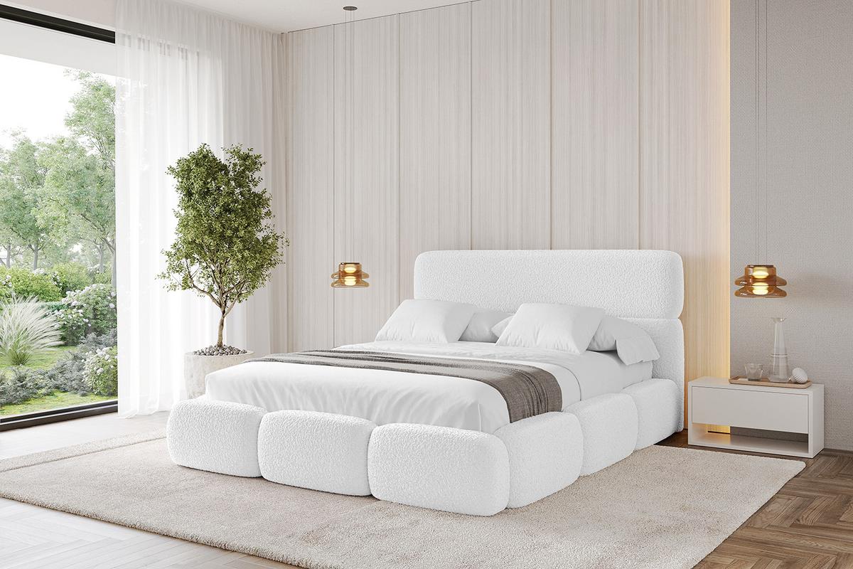 POLSTERBETT mit Bettkasten und Lattenrost, Boxbett ohne Matratze - ELVA 180x200 Weiß - Weiß, Holzwerkstoff/Textil (180/200cm) - ALTDECOR
