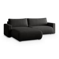 ECKSOFA TURIN P Schwarz Kordstoff mit Schlaffunktion - Schwarz/Grau, Holz/Kunststoff (265/183cm) - MASSENO