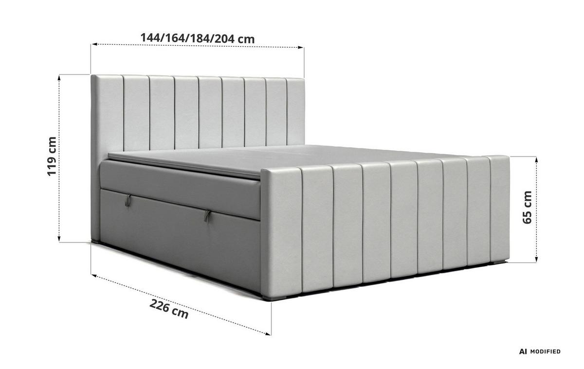 BOXBETT ALVER DUO 180/200 - Beige Velvet - Topper T25 - H3 - Beige/Schwarz, Kunststoff/Textil (180/200cm) - MKS