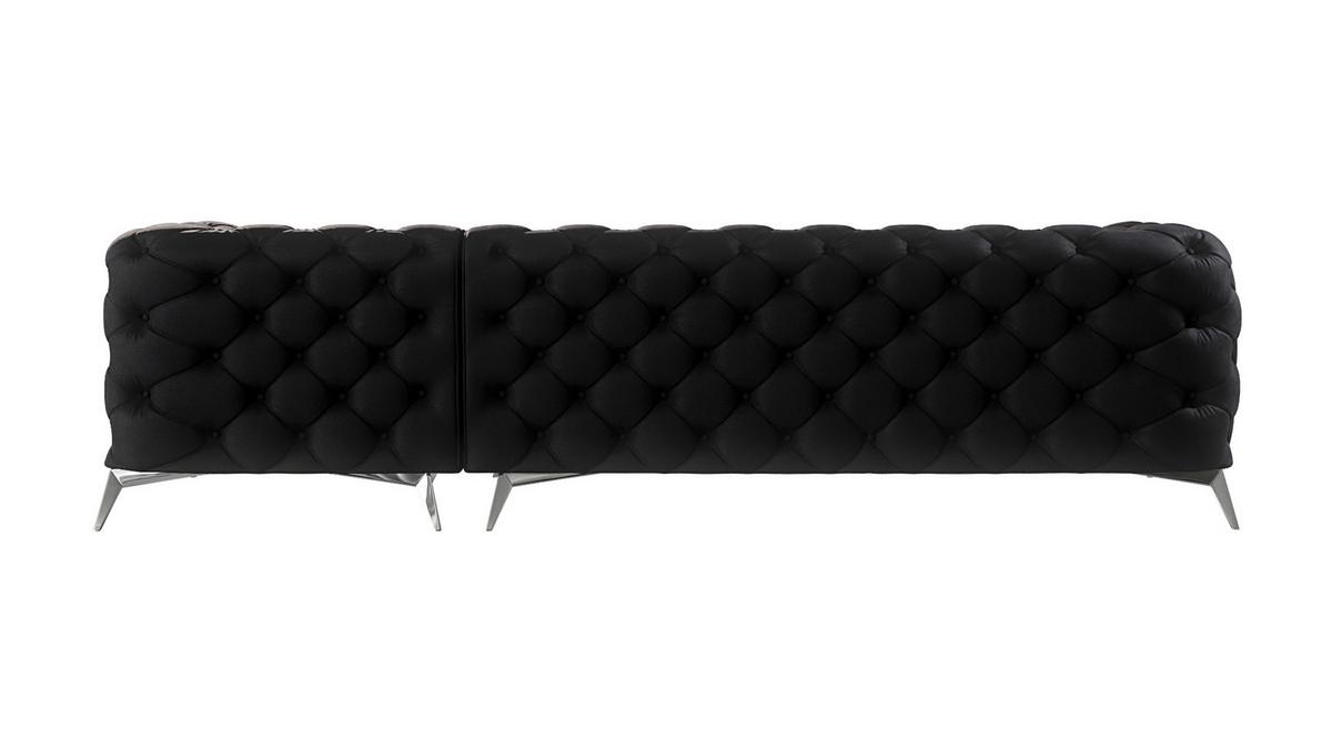 ECKSOFA Chesterfield Laura Schwarz Samt - Silberfarben/Schwarz, Holz/Textil (305/200cm) - S-Style Möbel