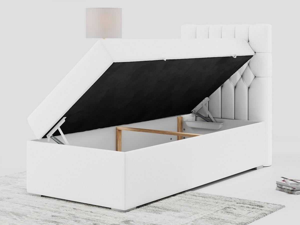 BOXBETT PERA 90/200 Weiß Kunstleder - H4 - Rechts Seite - Weiß, Holz/Textil (90/200cm) - MKS