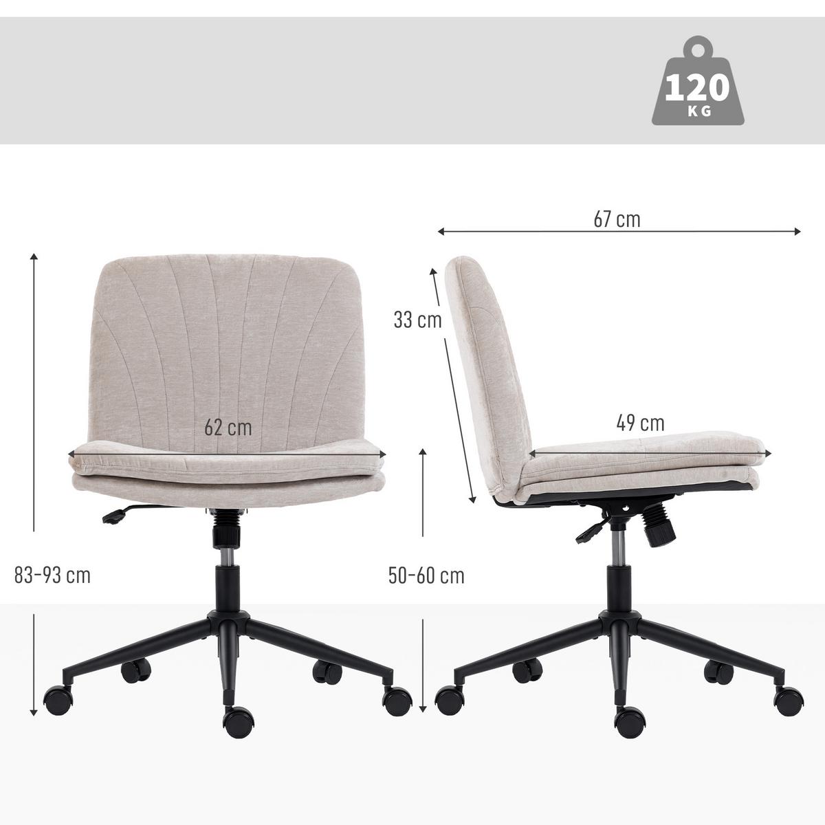 HOMEOFFICE-STUHL Polyester Beige - Beige/Schwarz, Textil/Metall (62/93/67cm) - HOMCOM