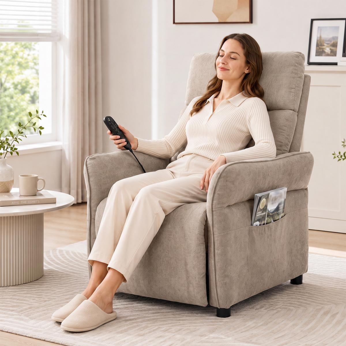 RELAXSESSEL Polyester Braun - Braun, Kunststoff/Textil (74/103/89cm) - HOMCOM