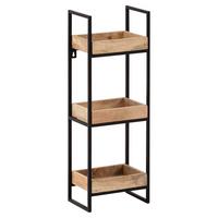 WANDREGAL Mango Massivholz Metall Industrial Stil 27x77x18 cm Rechteckig mit 3 Ablagen - Schwarz/Braun, Holz (27/77/18cm) - KADIMA DESIGN