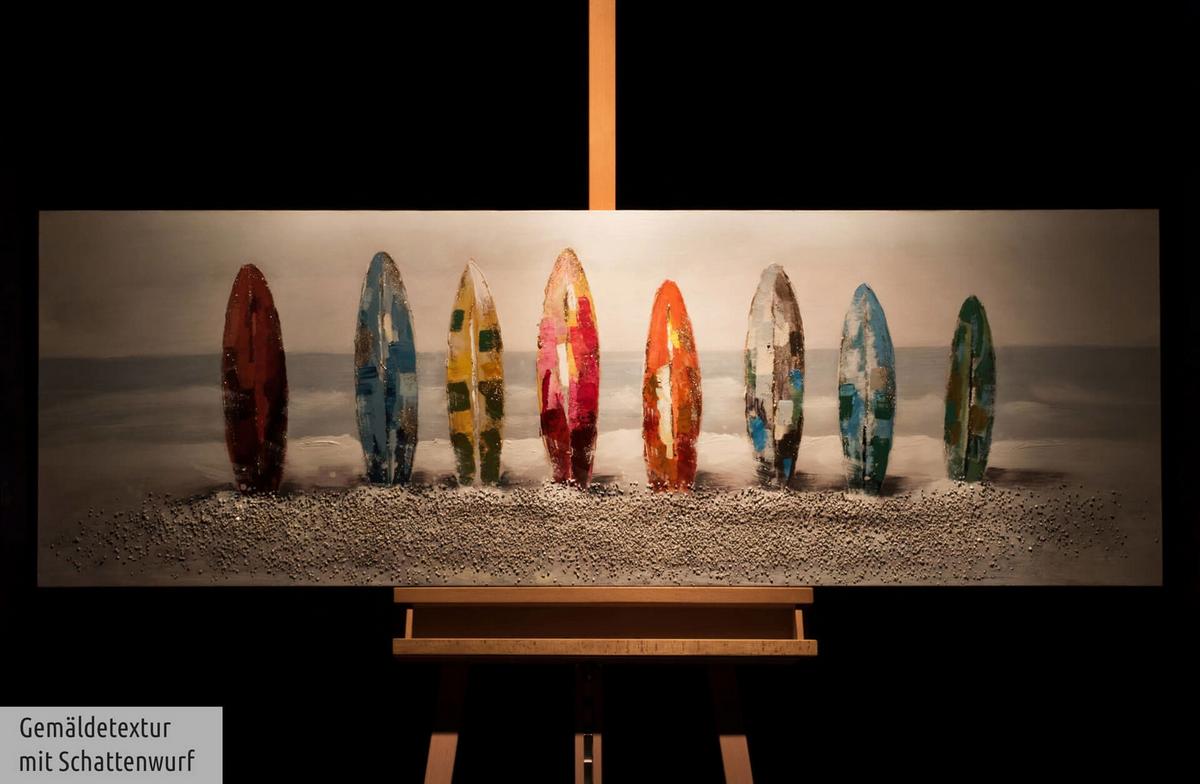 ACRYLBILD HANDGEMALT 150/50 cm - Multicolor/Grau, Holz/Textil (150/50cm) - KUNSTLOFT