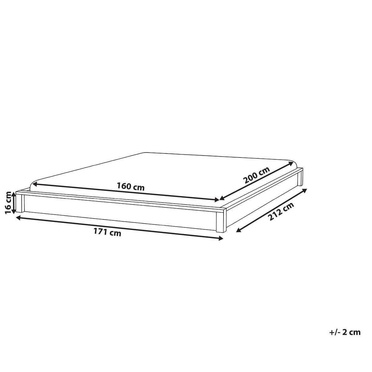 BETT ohne Kopfteil 160/200 cm Gummibaumholz Hellbraun Antras - Hellbraun, Holz (160/200cm) - Beliani