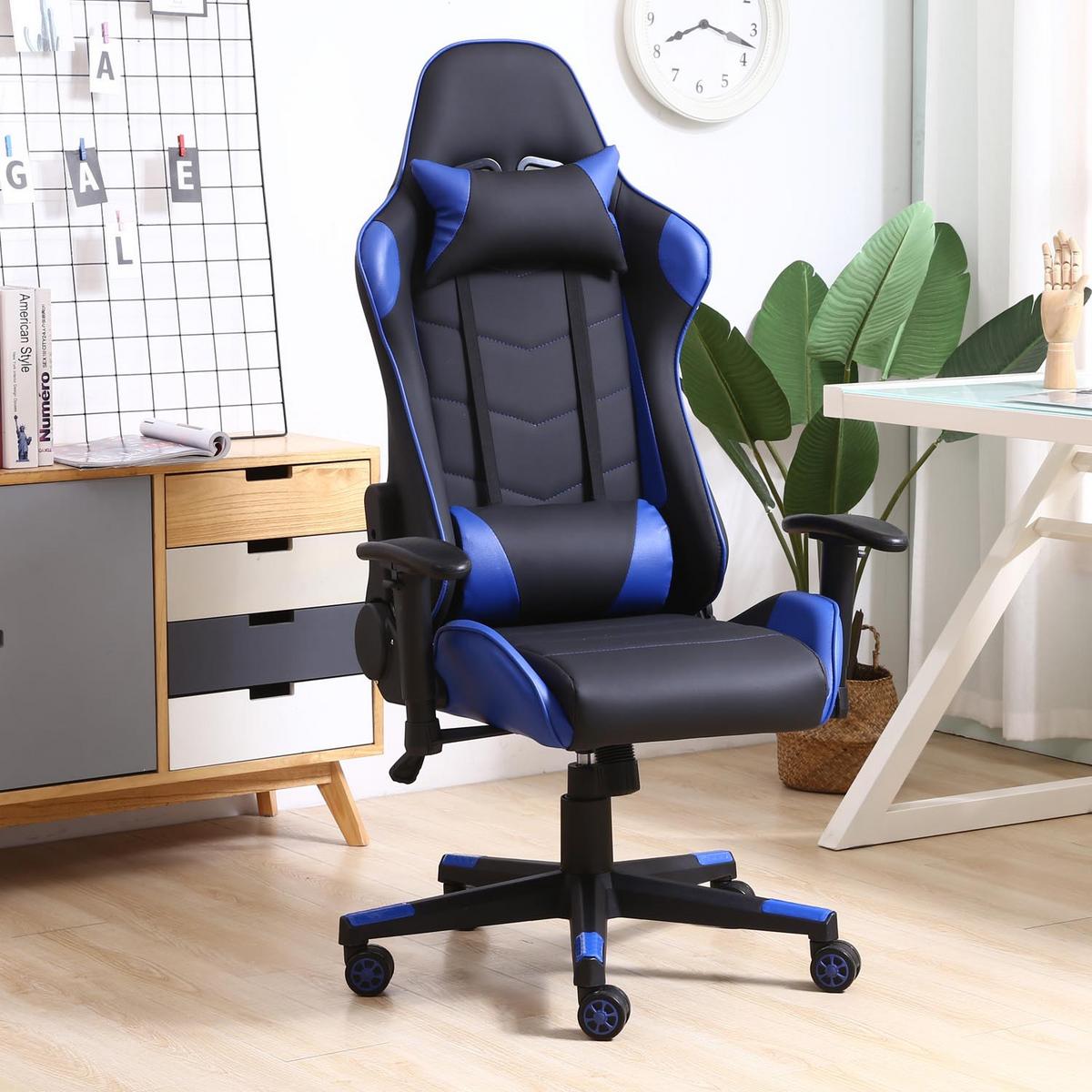 DREHSTUHL Gaming Professioneller Blau - Blau, Fell (70/127/70cm) - VS Venta-stock