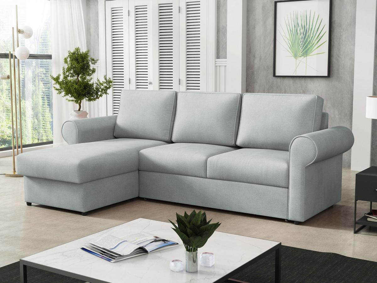 ECKSOFA Monaco - Hellgrau/Schwarz, Holz/Textil (246/155cm) - MIRJAN24