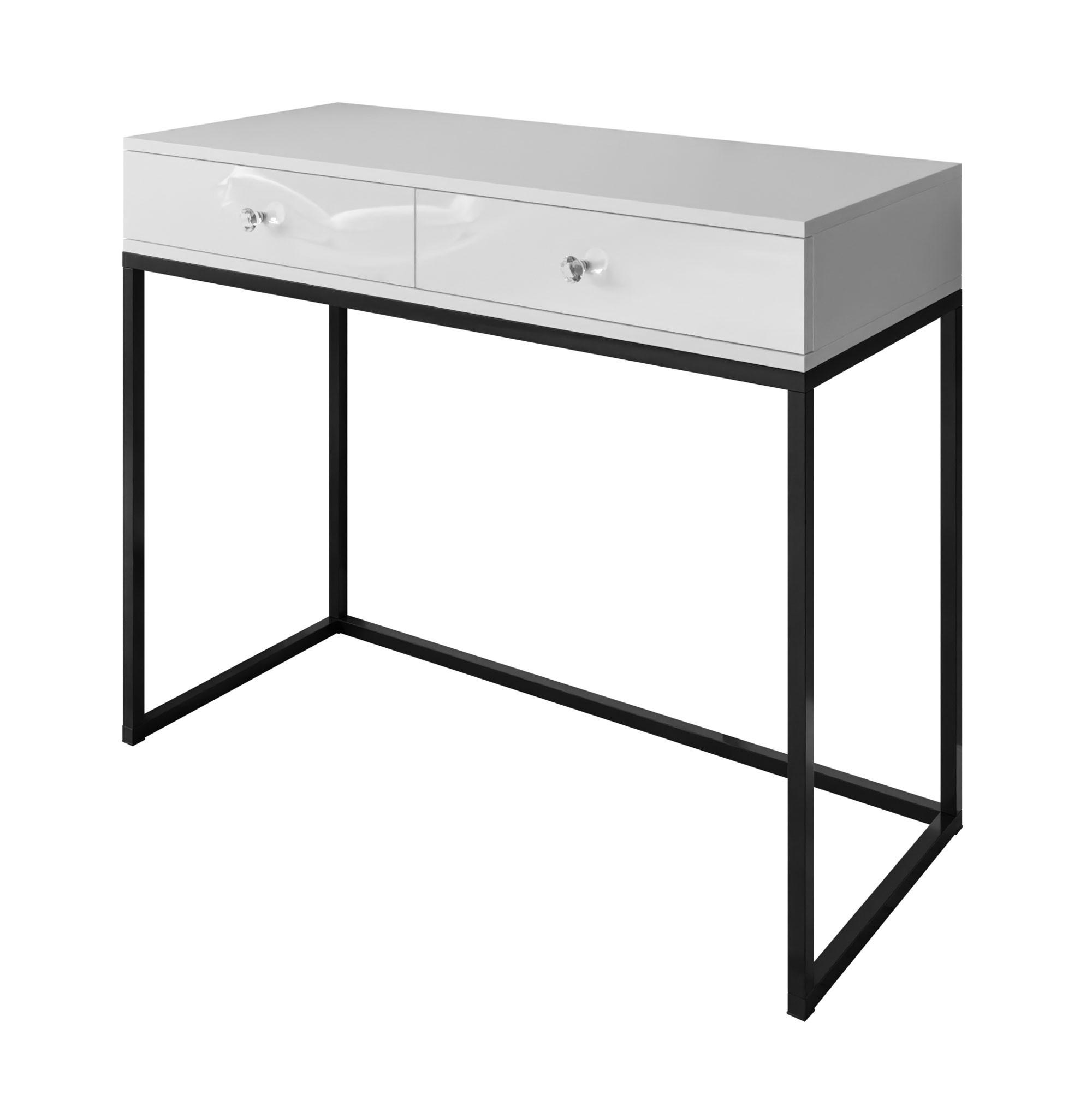 KONSOLE BLANCO LOFT Schwarz / Weiß Hochglanz Kristallgriff - Weiß Hochglanz/Schwarz, Holzwerkstoff (42/100/81cm) - Lookway