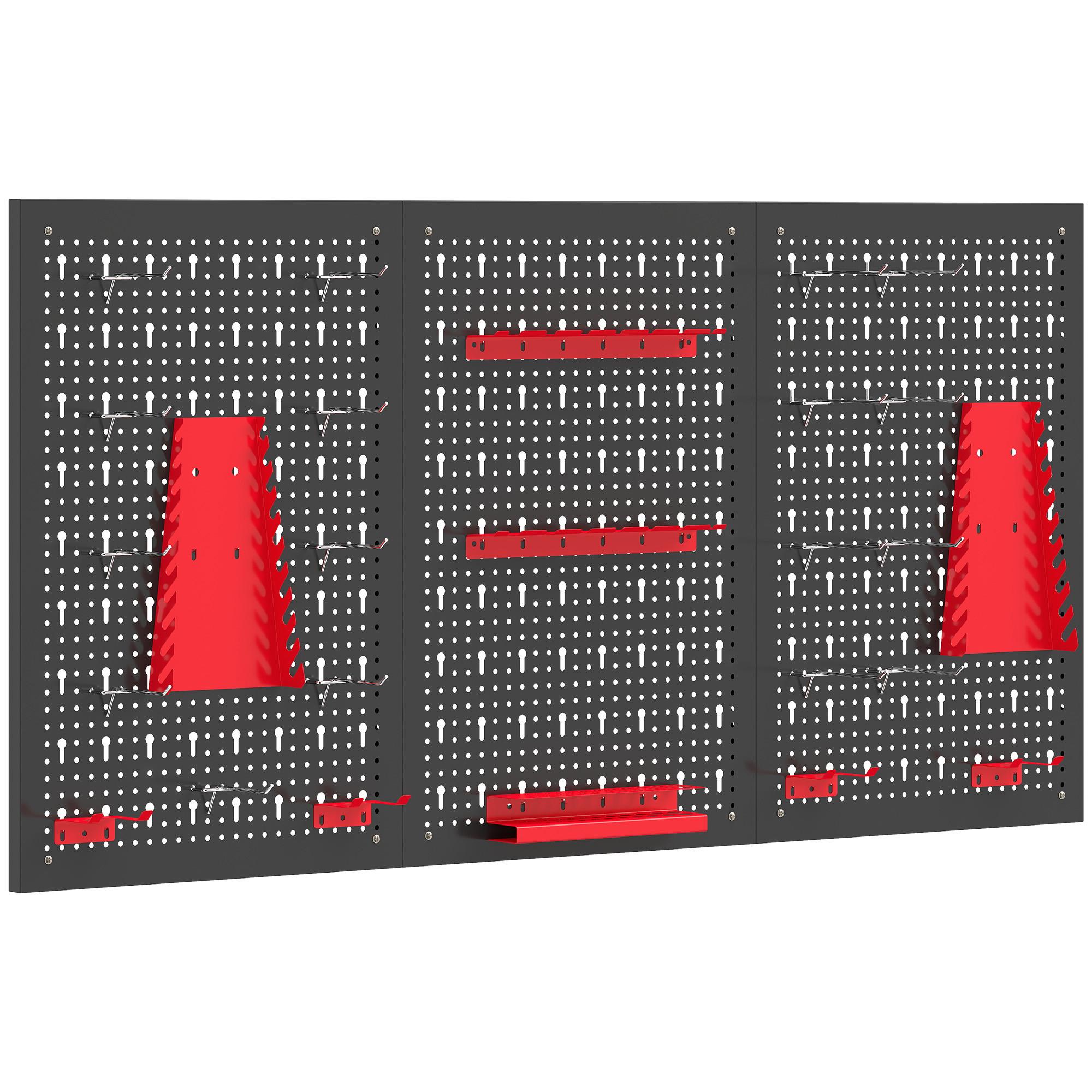 WERKZEUGWAND 28er Set Stahl Schwarz Rot - Schwarz, Metall (40/2/60cm) - HOMCOM