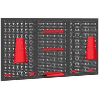 WERKZEUGWAND 28er Set Stahl Schwarz Rot - Schwarz, Metall (40/2/60cm) - HOMCOM