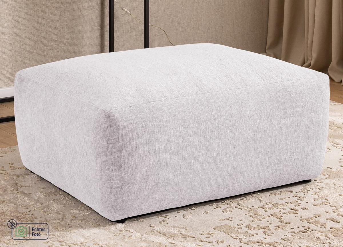 HOCKER Lennon aus Creme Strukturstoff mit vielseitiger Nutzung - Creme/Schwarz, Holz/Kunststoff (102/42/76cm) - S-Style