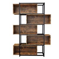 LEITERREGAL Industrielles Offenes Regalsystem mit 6 Fächern - Braun, Holzwerkstoff/Metall (121/176/35cm) - Urban Meuble