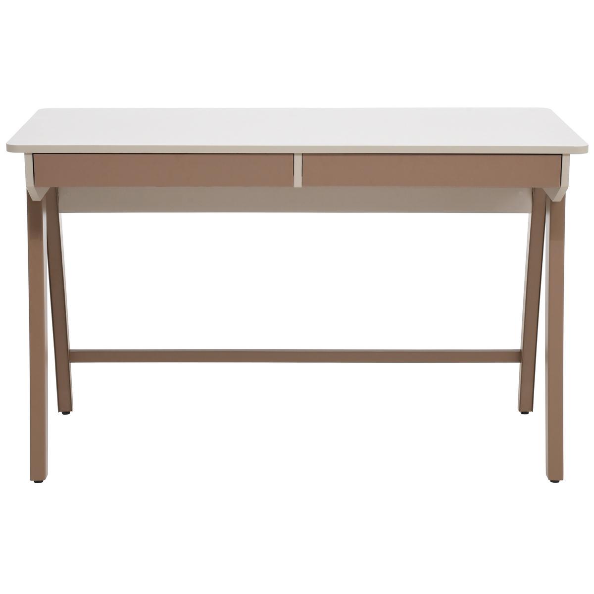 SCHREIBTISCH Boreo mit Schubladen und braunen Metallbeinen, 120 cm, Kaschmir+Hellbraun - Kaschmir/Hellbraun, Metall (55/120/74cm) - Beautysofa