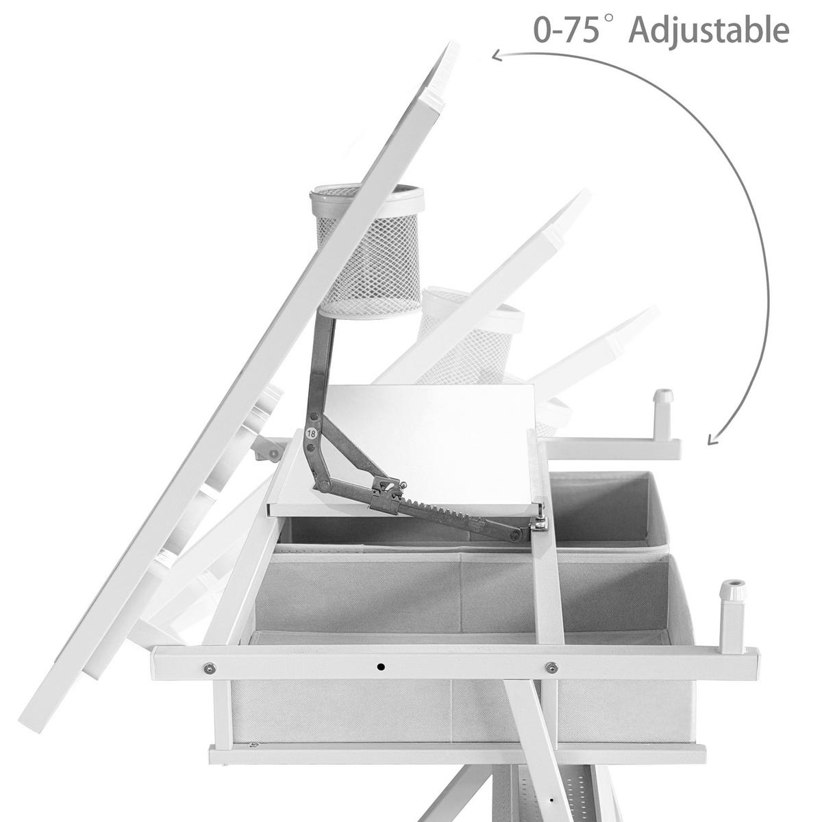 SCHREIBTISCH Zeichentisch Höhenverstellbar Neigbar Ahorn inkl Hocker & Schubladen - Ahornfarben, Holzwerkstoff (60/98/68cm) - Urban Meuble