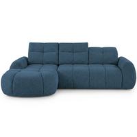 ECKSOFA Sorel Mini mit Automatisch verstellbarer Sitztiefe und Kopfstützen, links, Blau - Blau, Textil (190/275cm) - Beautysofa