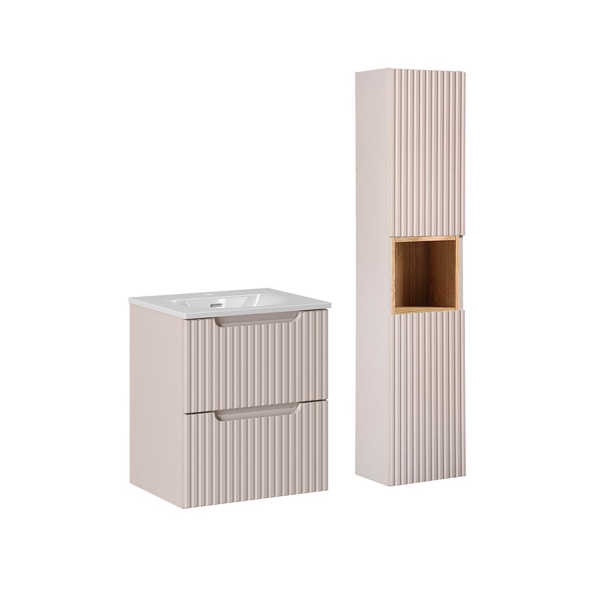 BADMÖBEL 50cm Riva 2er-Set Kaschmir - Beige, Holzwerkstoff (50/57/40cm) - Petits-meubles