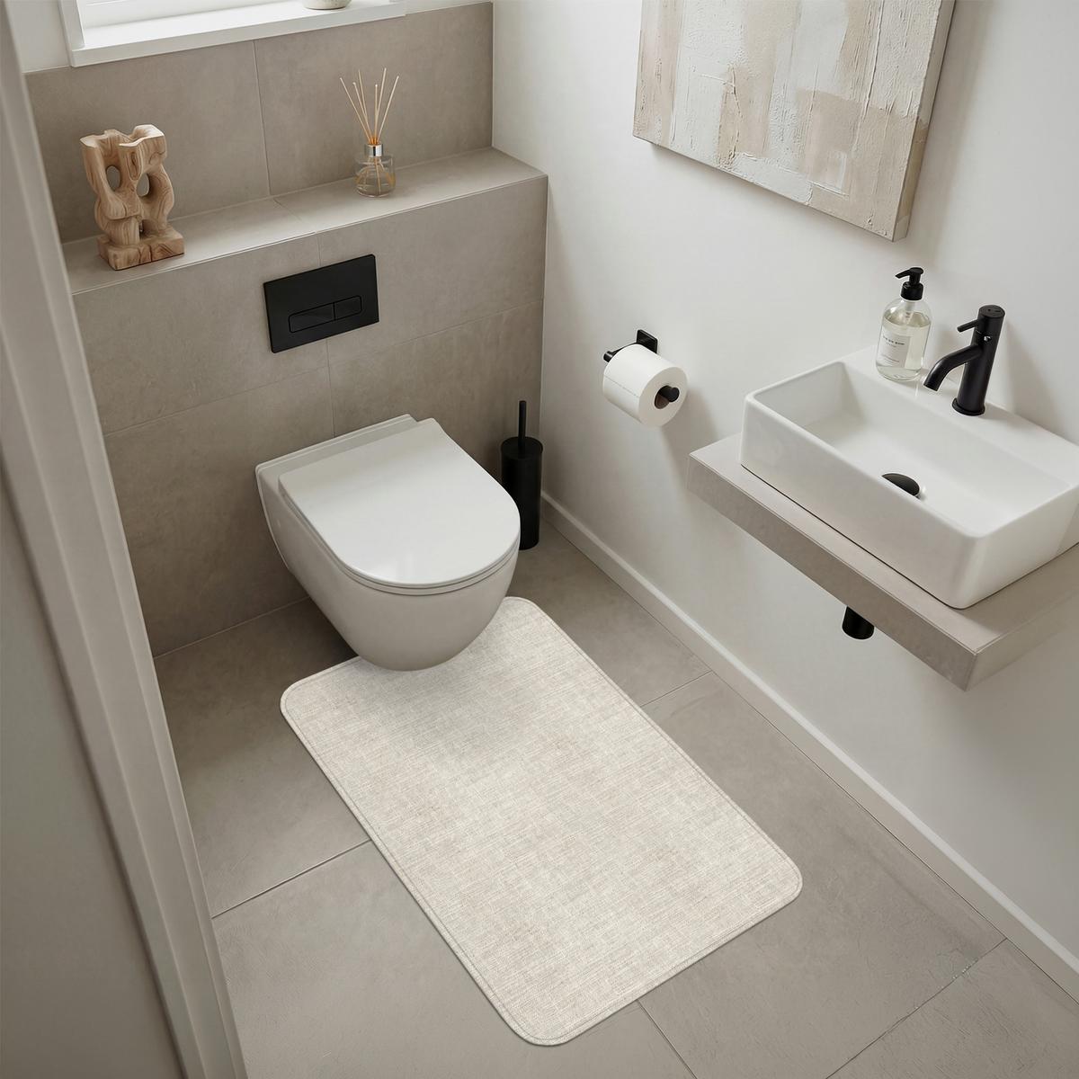 BADEMATTE Leinen - Textur - Beige 60x90 cm - Beige, Textil (60/90cm) - OnlyWow