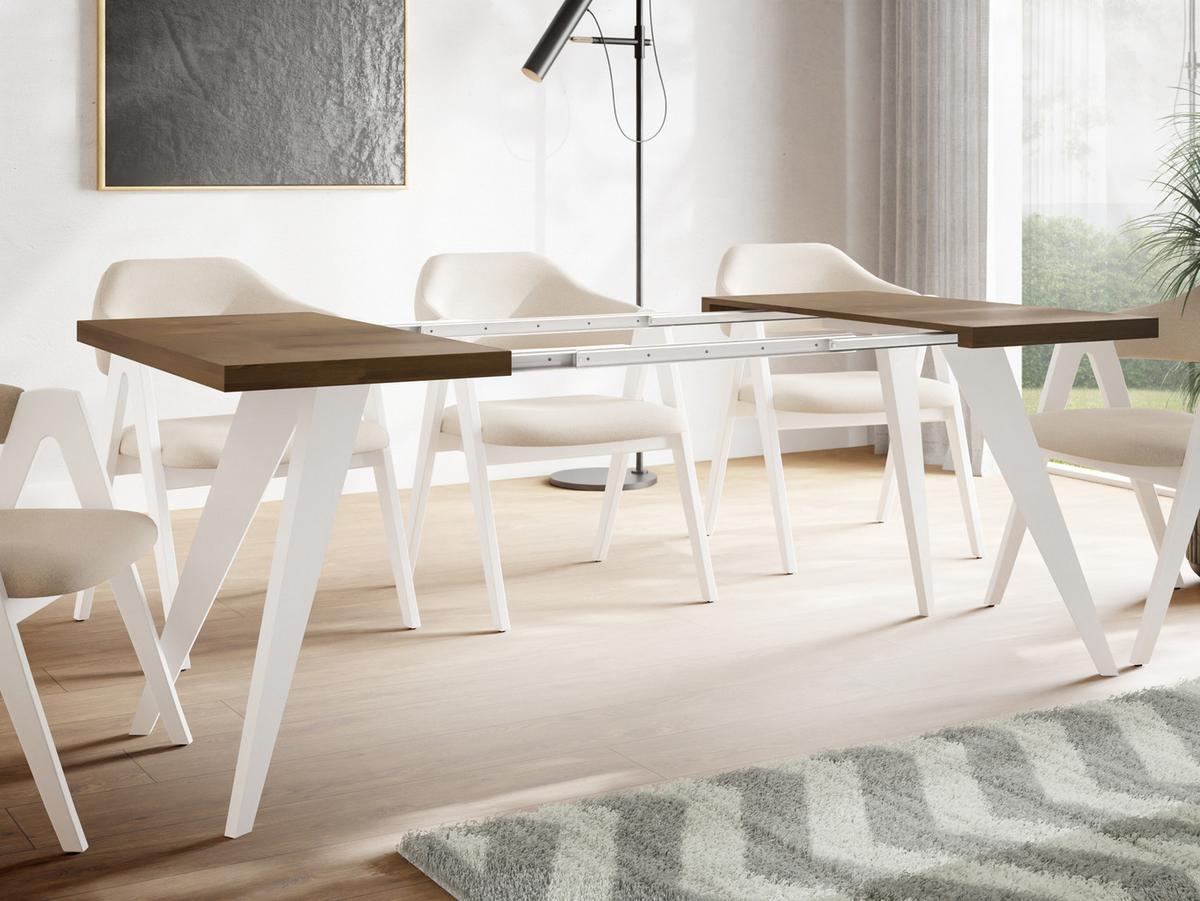 ESSTISCH Quadro quadratischer ausziehbarer, Lefkas Eiche 100-150/100/76 cm - Alteiche/Weiß, Holz/Holzwerkstoff (100/150/76cm) - WFL GROUP