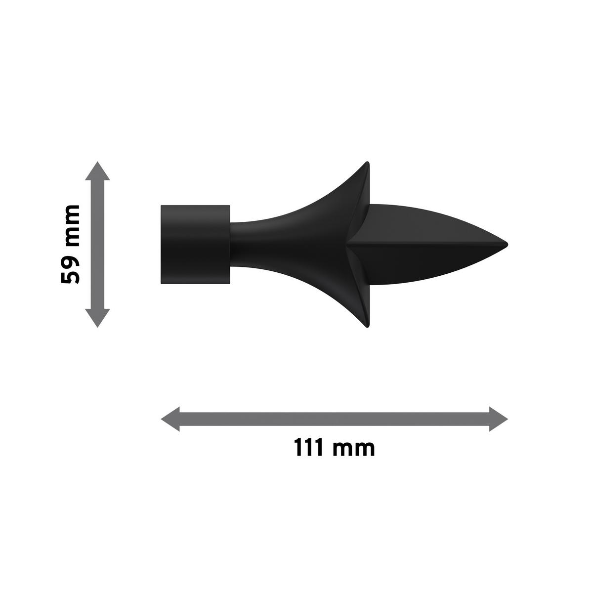 ENDSTÜCKE FÜR GARDINENSTANGEN / TELESKOPSTANGEN Lily 16/13 mm Ø Schwarz, Packung 2 Stück - Schwarz, Kunststoff (11.1/5.9/5.9cm) - INTERDECO