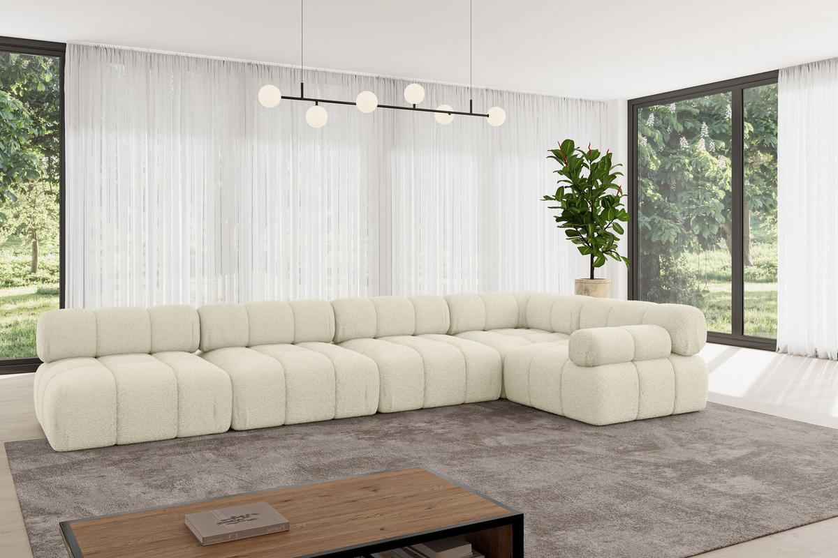 ECKSOFA modulares Sofa Mende-L3 - 380x190x70 cm Beige Bouclé - Beige, Holzwerkstoff/Textil (380/190cm) - ALTDECOR